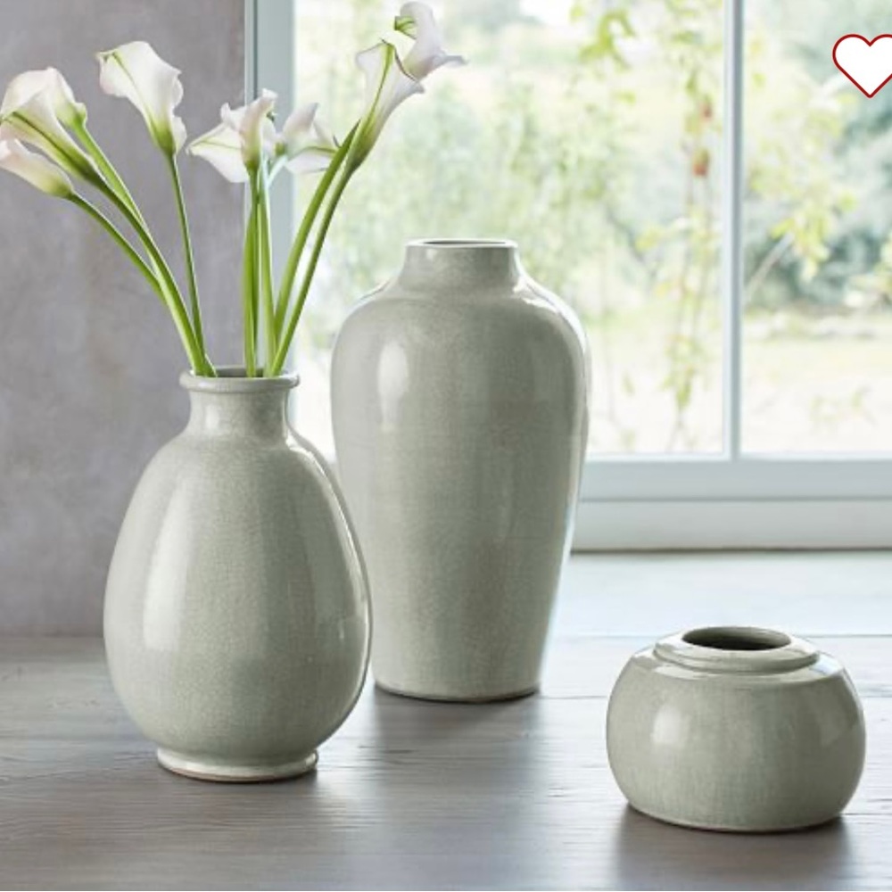 Pottery Barn Small Celadon Ceramic Vase